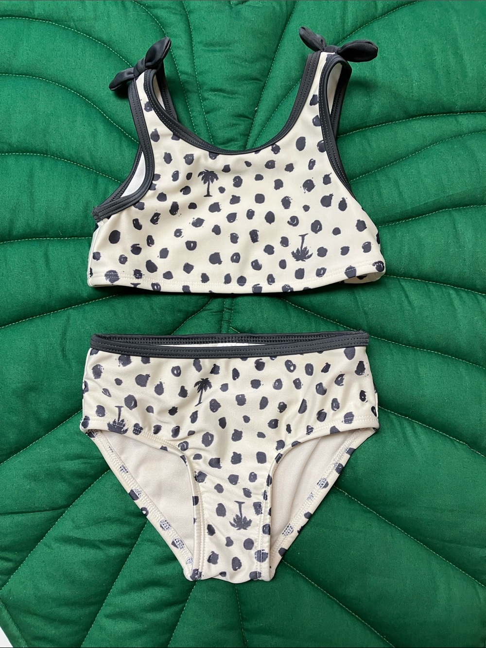 Cat and Jack two piece Hawaii palm tree black and white polka dot swimsuit. 3T